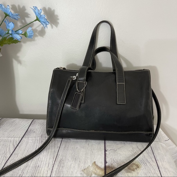 COACH Satchel Crossbody Doctor Satchel Bag Black Leather - Picture 3 of 11